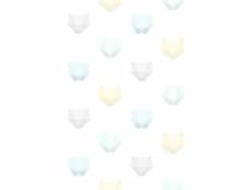 Papier peint panoramique têtes d'animaux origami vert menthe pastel, bleu pastel, jaune pastel, gris chaud clair et blanc mat - 357208 - 186 x 279 cm