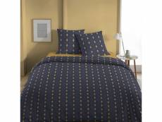 Parure de lit housse de couette avec taies d'oreiller 100% coton 57 fils buse bleu taille 220 x 240 cm PD12828-220