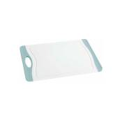 Planche à découper Easy l, planche à découper avec surface antibactérienne, Plastique, 39,5x28 cm, blanc - bleu clair - Wenko