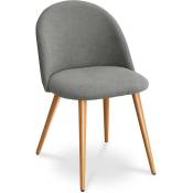 Privatefloor - Chaise de salle à manger - Tapissée en tissu - Style scandinave - Evelyne Gris - Métal finition effet bois, Tissu, Bois - Gris