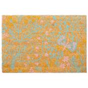 Relaxdays - Paillasson coco «printemps», tapis porte, motifs de fleurs & feuilles, 40x60 cm, intérieur & extérieur, coloré