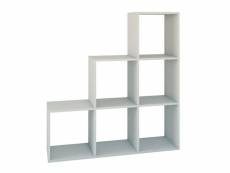 Salerno - etagère escalier contemporaine 6 niches/casiers/cubes 30x115x115 cm - bibliothèque moderne - meuble de rangement - blanc