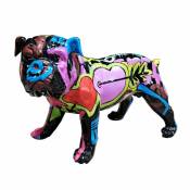 Sculpture Chien en résine peinture multicolore H 26 cm - DOGGY CARL
