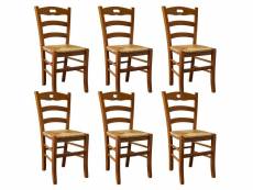 Suzy - lot de 6 chaises teinté chêne et assises en