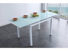 Table à manger extensible rectangulaire coloris blanc - longueur 110 - 170 x profondeur 70 x hauteur 75 cm