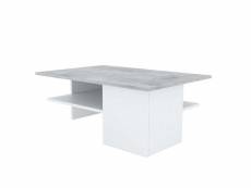 Table basse de salon gris clair en bois aggloméré plateau aspect béton design moderne taba06018