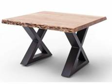 Table basse en bois d'acacia massif naturel / acier anthracite - l.75 x h.45 x p.75 cm -pegane- PEGANE