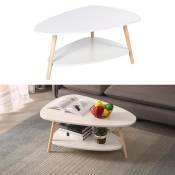 Table basse Ovale MIXMEST Blanc laqué mat 2 Couches