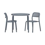 Table bistrot et 2 chaises en aluminium gris éléphant