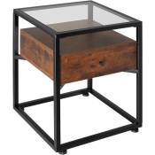 Table de chevet Preston 43x45x54,5cm - Table de chevet, table d'appoint, table en verre - Bois foncé industriel, rustique
