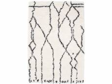 Tapis motif berbère à poils longs - itahari - noir et blanc cassé - 80 x 150 cm