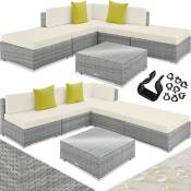 Tectake - Canapé de jardin paris modulable 5 places - table de jardin, mobilier de jardin, fauteuil de jardin - gris clair