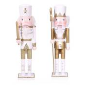 The Home Deco Factory - Set de 2 figurines en bois Casse noisettes 35,5 cm - Doré