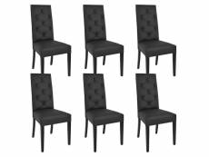 Trevi - lot de 6 chaises simili noir et pieds laqués