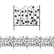 Unho - Lot de 10 Clôture Jardin Extérieur Bordures Décoratives Fer Forgé Motif Paysage - Portillon de Jardin 69x67cm - Noir