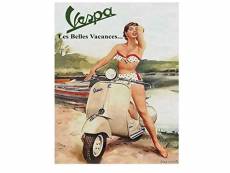 Vespa les belles Vacances Moto Scooter rétro style shabby chic style vintage Photo plaque murale en métal (280 mm X 200 mm)