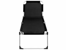 Vidaxl chaise longue pliable extra haute pour seniors noir aluminium 47913