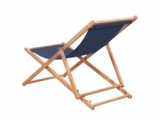 Vidaxl chaise pliable de plage tissu et cadre en bois bleu 44000