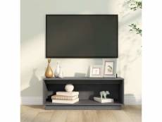 Vidaxl meuble tv gris 90x35x35 cm bois de pin massif