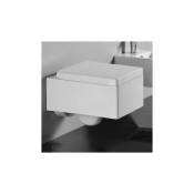 Wc Suspendu Rectangle avec Abattant - Céramique Blanc - 52x39 cm -Kube