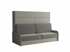 Armoire lit escamotable vertigo sofa accoudoirs bois gris canapé tissu gris 140*200 cm 20100993698