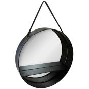 Atmosphera - Miroir à suspendre en Métal noir avec étagère d 55 cm Noir