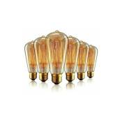 Aurora E27 Edison Ampoule Vintage, E27 Ampoules à incandescence Rétro,ST64 220-240V 40W Edison Ampoule Antique Lampe Blanc Chaud- (6pack)--TRIMEC