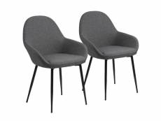 Boboxs lot de 2 fauteuils de table candice tissu gris foncé
