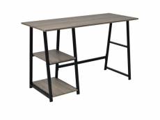 Bureau table meuble travail informatiqueavec 2 étagères gris et chêne helloshop26 0502078