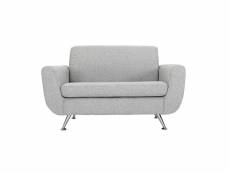 Canapé design 2 places en tissu gris clair et acier chromé pure