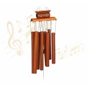 Carillon à vent en bambou, à suspendre, sons apaisants, h x l 60 x 14 cm, pour intérieur et extérieur, marron - Relaxdays