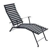 Chaise longue pliable inclinable Bistro métal noir carbone / Accoudoirs - Fermob noir en métal