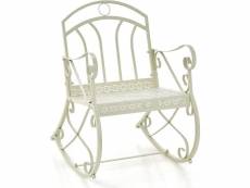 Costway fauteuil à bascule de terrasse en métal avec dossier et accoudoirs, chaise de jardin avec cadre en métal robuste hauteur assise 45cm, pour jar
