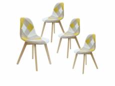 Damas - lot de 4 chaises patchwork jaunes