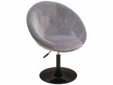 Fauteuil oeuf capitonné design tissu velours chaise bureau pivotant gris fal09073