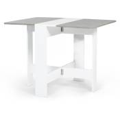 Idmarket - Table console pliable edi 2-4 personnes blanche plateau effet béton 103 x 76 cm - Blanc