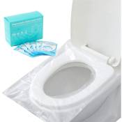 Ineasicer - Lot de 60 housses de siège de toilette jetables en plastique, imperméables et antidérapantes, emballées individuellement pour les