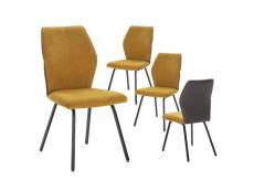 Jasda - lot de 4 chaises bi-matière bi-ton tissu jaune