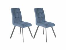 John - lot de 2 chaises capitonnées bleu gris