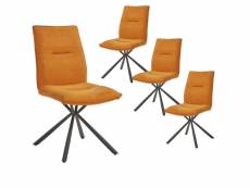 Juliane - lot de 4 chaises tissu orange piètement etoile