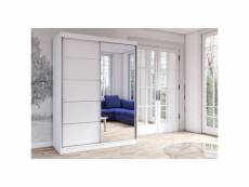 Kalke - grande armoire à portes coulissantes - miroir - 5 étagères + tringle - 150x61x200 cm - blanc