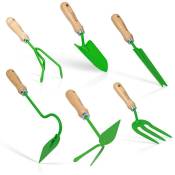 Kit 6 outils de jardin Vito Kit jardinier Acier S235 Manche en bois de hêtre - green