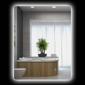 kleankin Miroir rectangulaire miroir mural lumineux LED de salle de bain 80 x 60 cm luminosité réglable blanc transparent