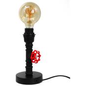 Lampe de bureau moderne Robin métal noir et rouge compatible led