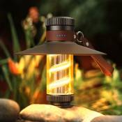 Lampe de camping vintage rechargeable, lampe de camping led rechargeable, 4 modes de luminosité, gradation continue, lampe de tente portable pour le