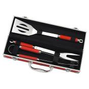 Le Marquier - Malette 3 ustensiles pour barbecue ou plancha Rouge - Rouge