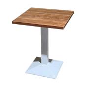 Les Tendances - Table de bar carrée bois foncé et pied acier blanc Snooka 70cm