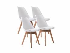 Lot de 4 chaises de salle à manger lagom blanc bois naturel style scandinave