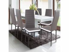 Lot de 6 chaises romane grises bandeau blanc pour salle à manger
