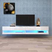 Meuble tv led, Table tv avec éclairage led, Meuble tv de haute qualité 140x40x30.5cm - Blanc